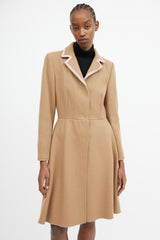 Miu Miu Brown & Pink Trim Collar Coat