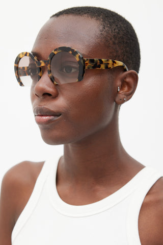 Miu Miu Brown SMU07Q Circular Sunglasses