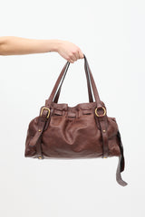 Miu Miu Burgundy Leather Drawstring Shoulder Bag