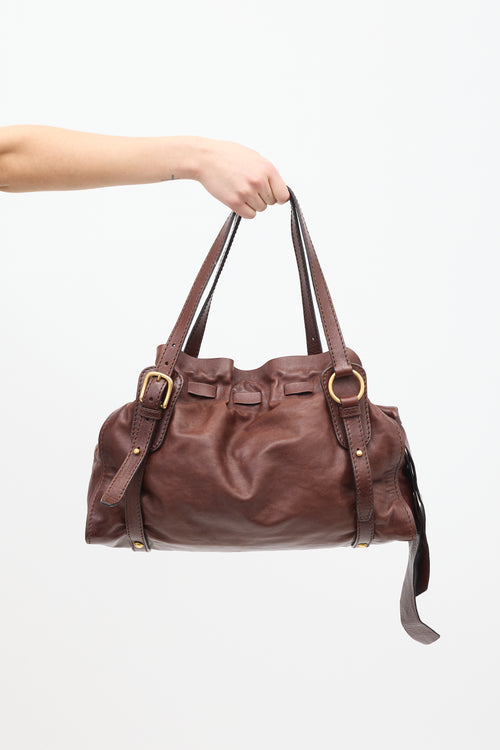miupoe様 Miu Miu // Burgundy Leather Drawstring Shoulder Bag – VSP