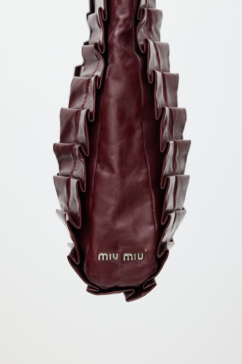 Miu Miu Burgundy Patent Leather Ruffled Bag