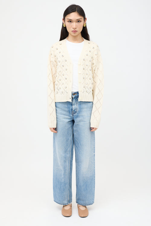 Miu Miu Cashmere Crystal Embellished Cardigan