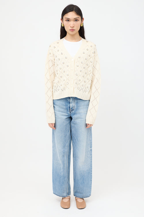 Miu Miu Cashmere Crystal Embellished Cardigan