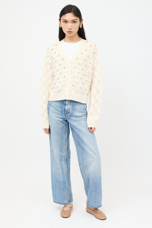 Miu Miu Cashmere Crystal Embellished Cardigan