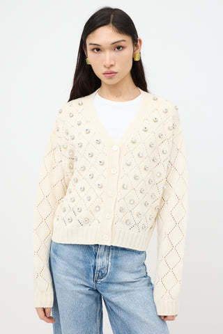 Miu Miu Cashmere Crystal Embellished Cardigan