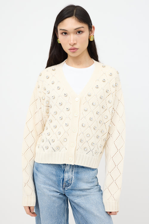 Miu Miu Cashmere Crystal Embellished Cardigan