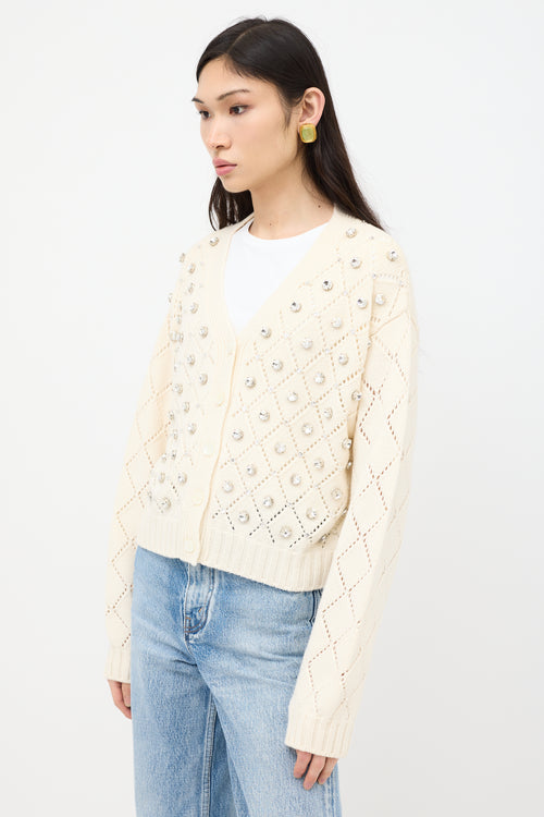 Miu Miu Cashmere Crystal Embellished Cardigan