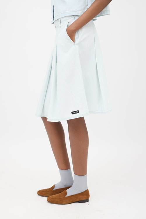 Miu Miu Chambray Pleated Skirt
