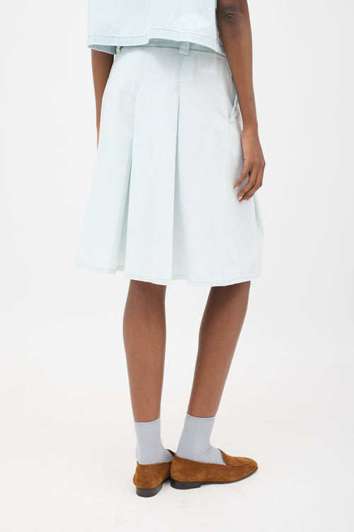 Miu Miu Chambray Pleated Skirt