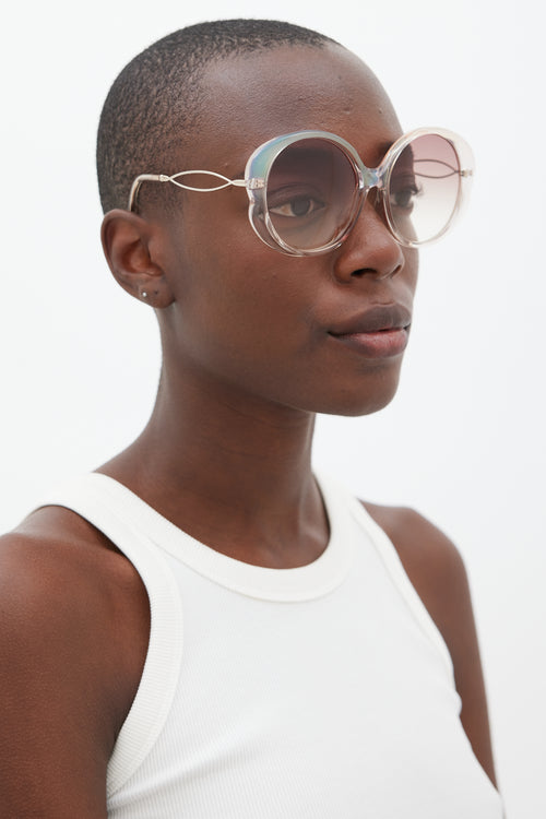 Chloé Pink & Silver CE741SA Iridescent Circular Sunglasses