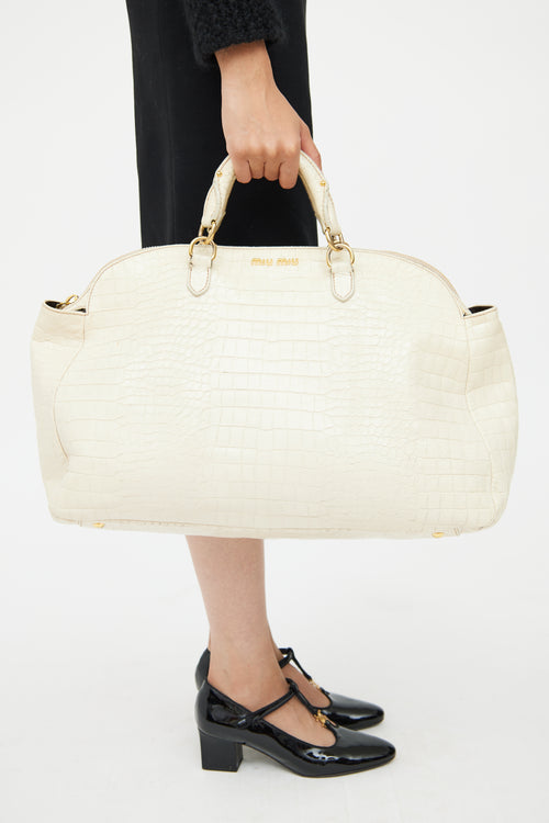 Miu Miu Cream Embossed Sheen Bag