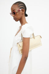 Miu Miu Cream & Gold Leather Shoulder Bag