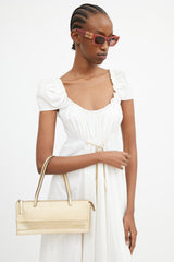 Miu Miu Cream & Gold Leather Shoulder Bag
