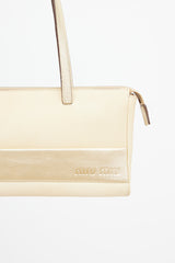 Miu Miu Cream & Gold Leather Shoulder Bag