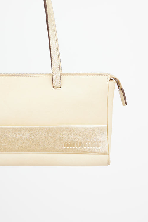 Miu Miu Cream & Gold Leather Shoulder Bag