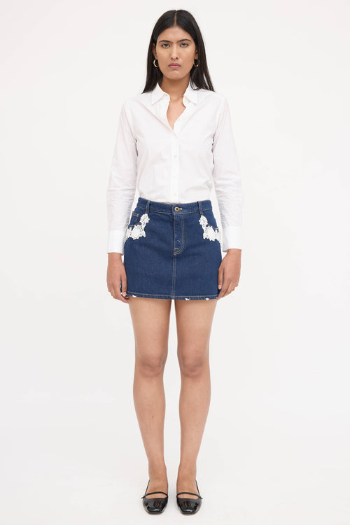 Miu Miu 2019 Denim Lace Mini Skirt