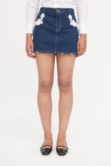 Miu Miu 2018 Denim Lace Mini Skirt