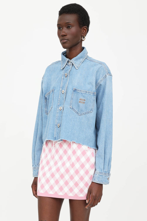 Miu Miu Denim Blouson Cropped Shirt
