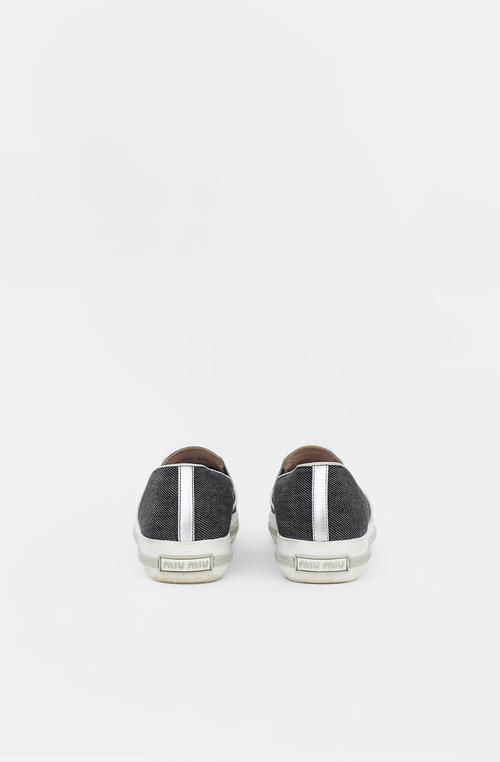 Miu Miu Denim & Metal Cap Toe Sneaker