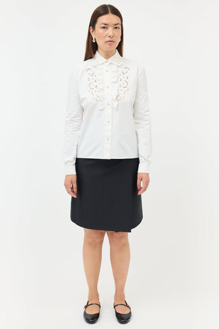 Miu Miu Embroidered Lace Placket Shirt