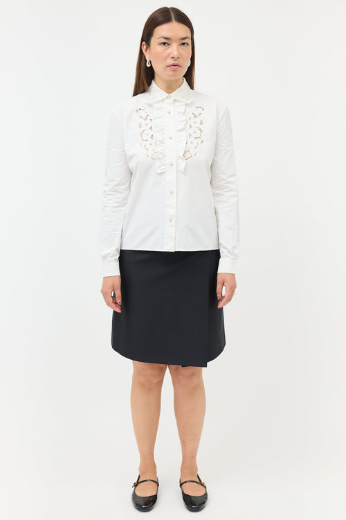 Miu Miu Embroidered Lace Placket Shirt