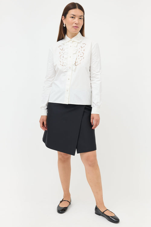 Miu Miu Embroidered Lace Placket Shirt