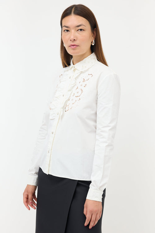 Miu Miu Embroidered Lace Placket Shirt