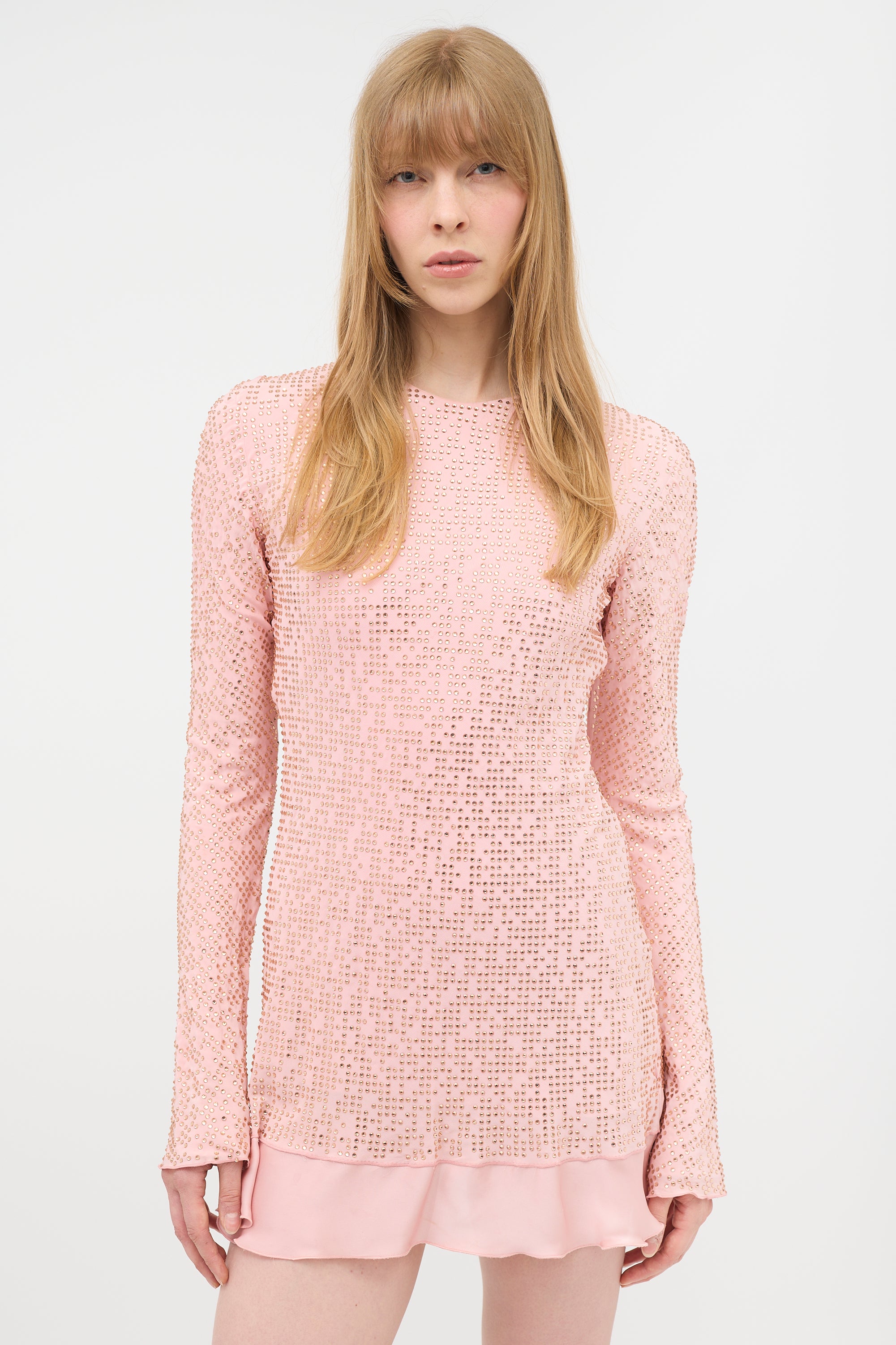 Miu Miu // Fall 2021 Silk Crystal Embellished Dress VSP Consignment Miu Miu // Fall 2021 Silk Crystal Embellished Dress VSP Consignment