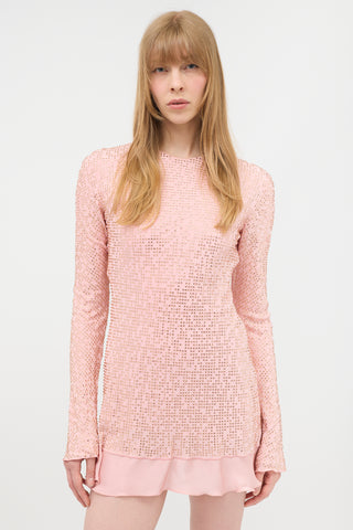 Miu Miu Fall 2021 Silk Crystal Embellished Dress