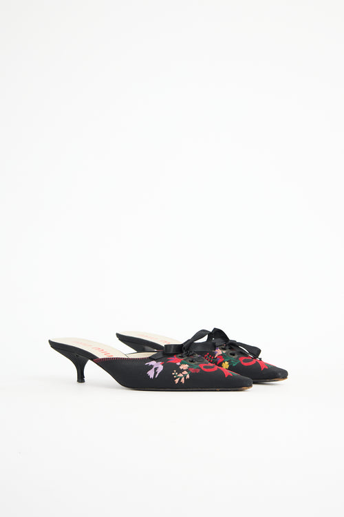 Miu Miu Floral Embroidered Mule