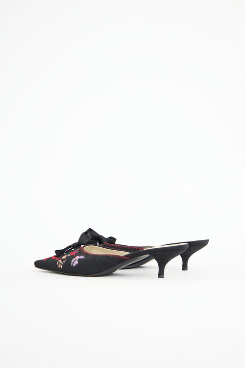 Miu Miu Floral Embroidered Mule