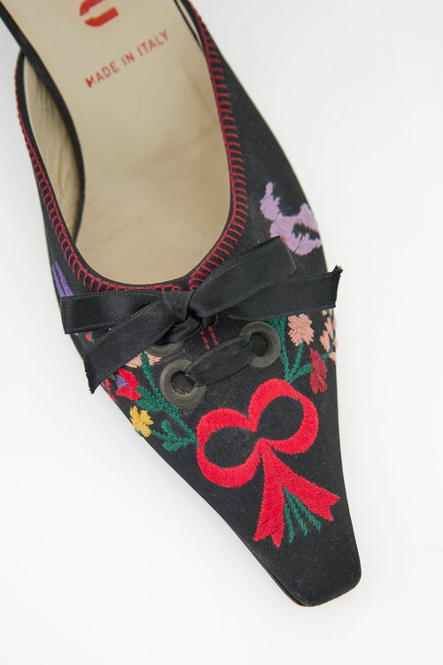 Miu Miu Floral Embroidered Mule