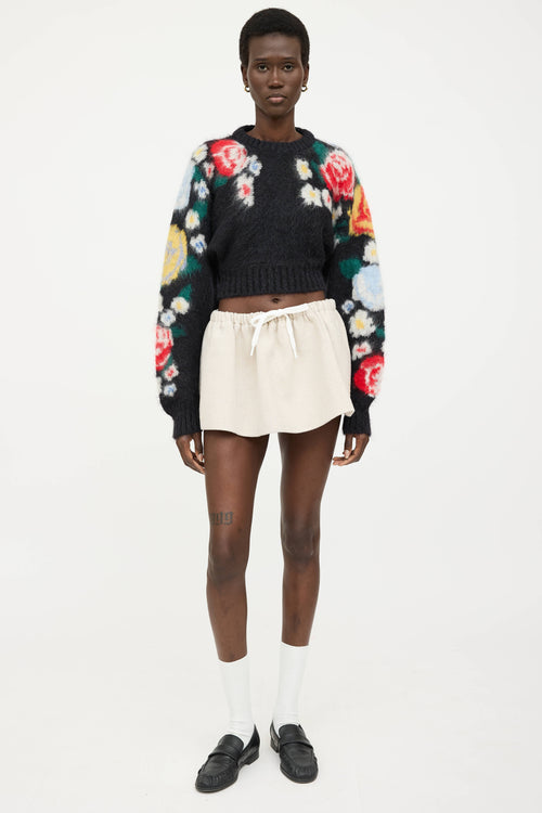 Miu Miu Mohair Floral Cropped Knit Sweater