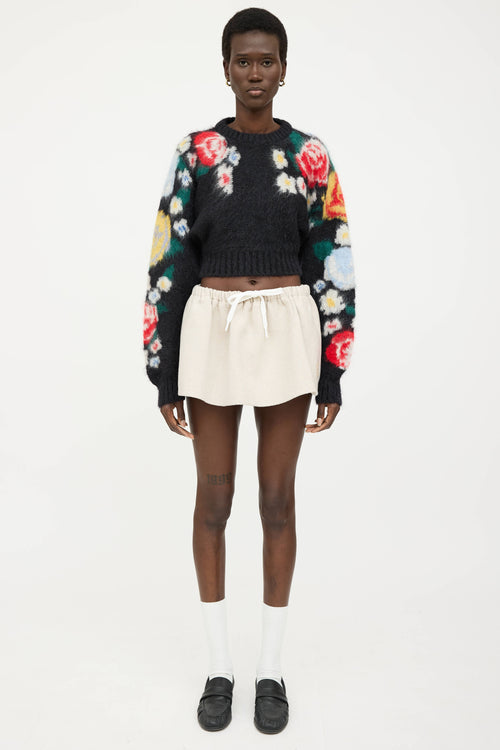 Miu Miu Mohair Floral Cropped Knit Sweater