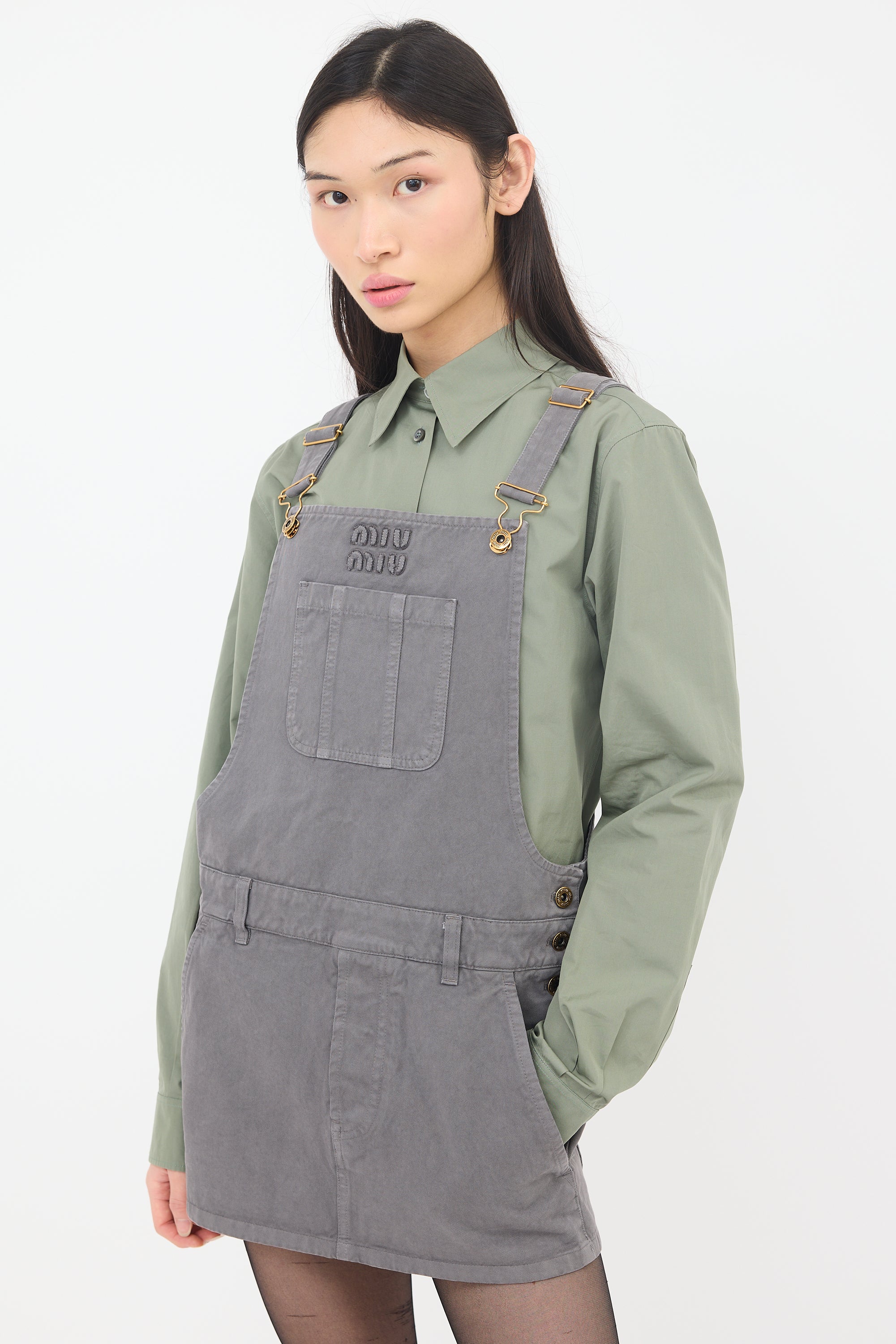 Miu Miu // Gabardine Overall Mini Dress VSP Consignment Miu Miu // Gabardine Overall Mini Dress VSP Consignment