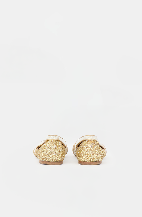 Miu Miu Glitter Leather Cut Out Flat