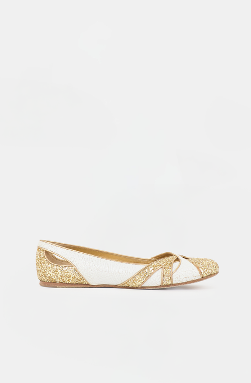 Miu Miu Glitter Leather Cut Out Flat