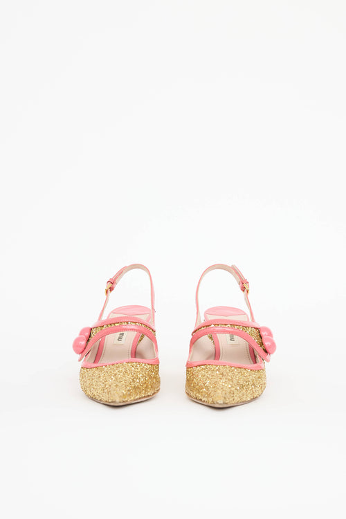 Miu Miu Glitter Mary Jane Slingback Pump