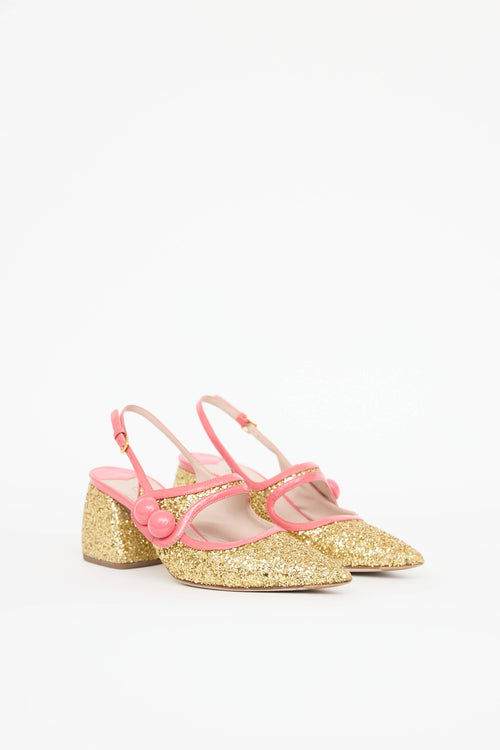 Miu Miu Glitter Mary Jane Slingback Pump