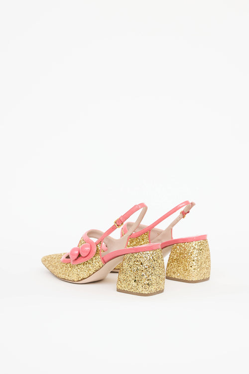 Miu Miu Glitter Mary Jane Slingback Pump