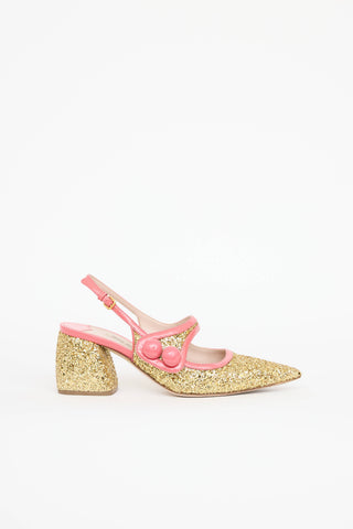 Miu Miu Glitter Mary Jane Slingback Pump