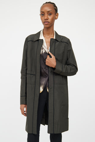 Miu Miu Green & Black Detail Trench Coat