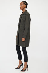 Miu Miu Green & Black Detail Trench Coat