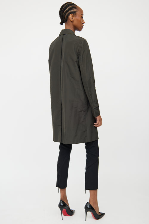 Miu Miu Green & Black Detail Trench Coat