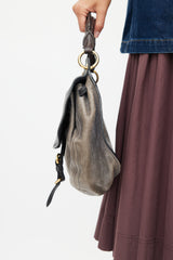 Miu Miu Grey & Brown Aviator Flap Shoulder Bag