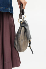 Miu Miu Grey & Brown Aviator Flap Shoulder Bag