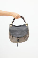 Miu Miu Grey & Brown Aviator Flap Shoulder Bag