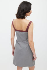 Miu Miu Grey & Red Smocked Dress