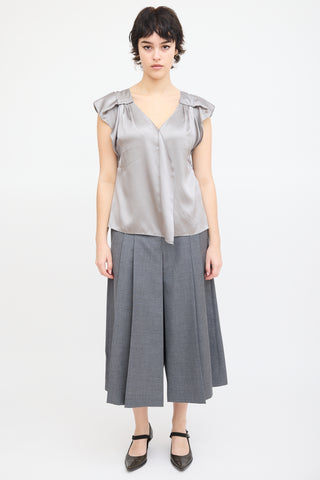 Miu Miu Grey Silk Seam Detail Top