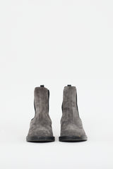 Miu Miu Grey Suede Studded Chelsea Ankle Boot